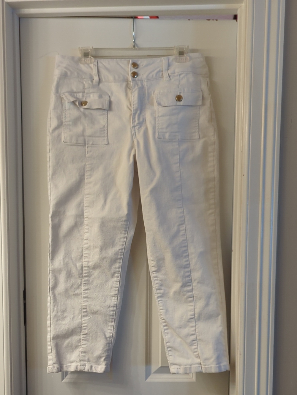 White Cargo Pocket Straight-Leg Pants